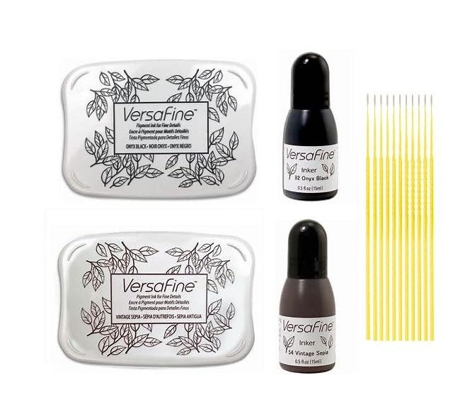 Tsukineko VersaFine Bundle - Onyx Black and Vintage Sepia Versafine Full-Size