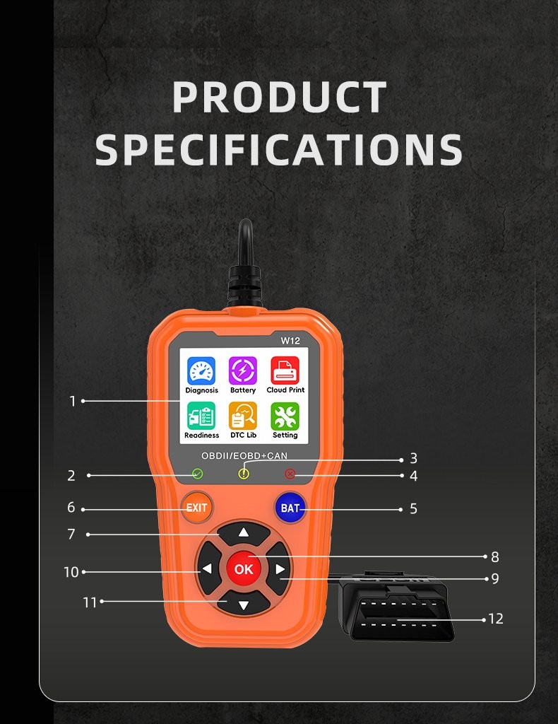 FISONA W12 AL319 OBD2 CAN OBDII Auto Car Code Reader Diagnostic Scanner Tool