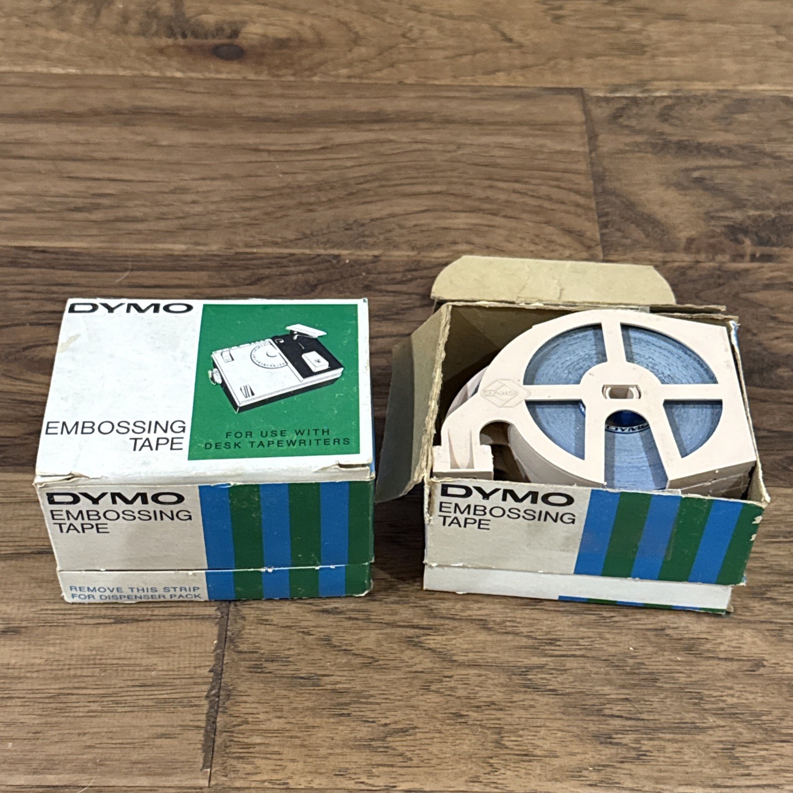 Lot of 2 Vintage Dymo Embossing Tape 1/4” x 36’ Blue 1967 For Desk Tapewriters