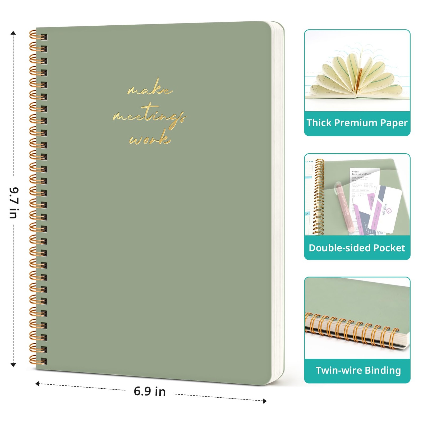 Taja Meeting Notebook for Work Organization - Work notebook with action items, M