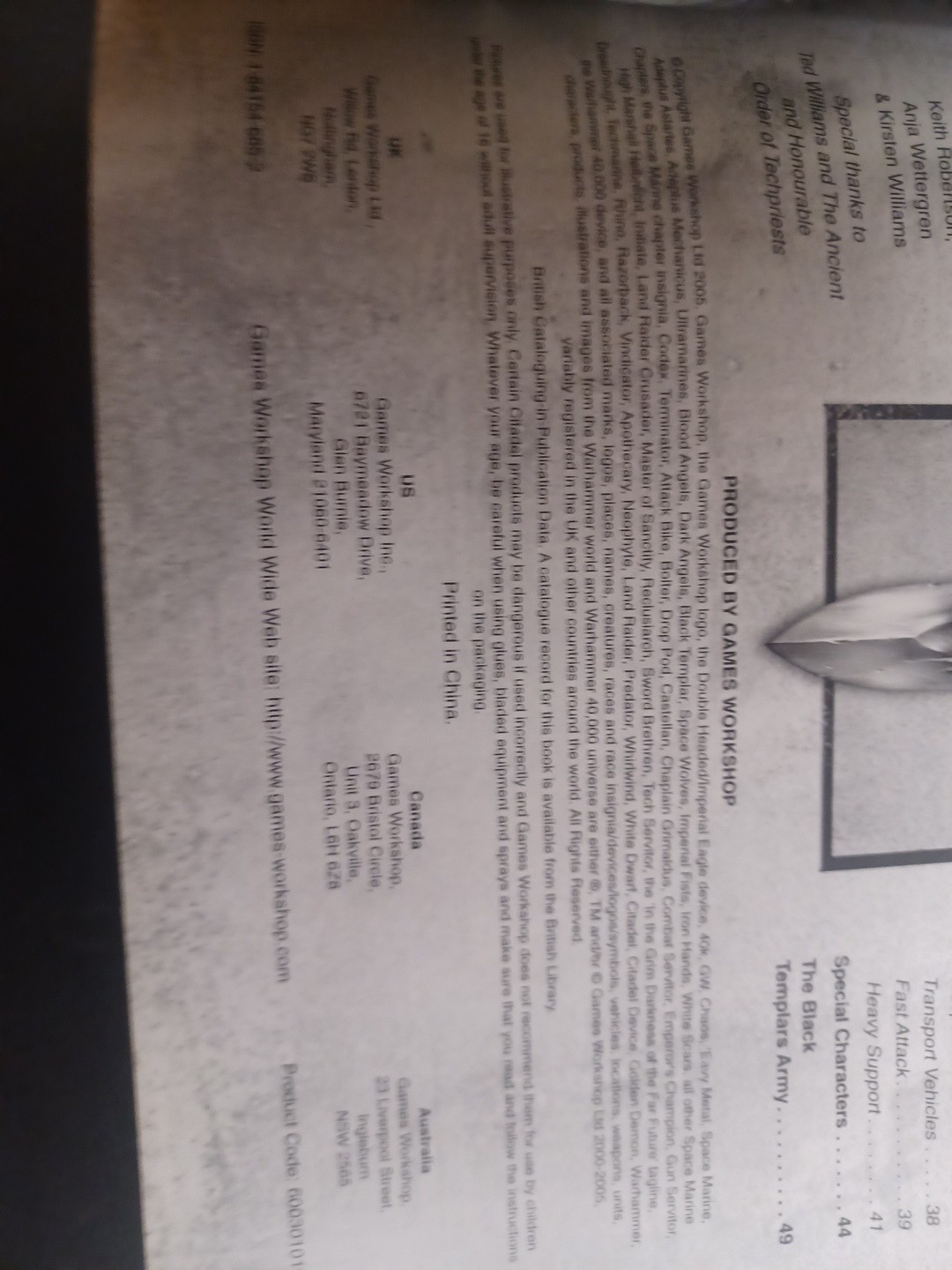 AUTHENTIC Warhammer 40K Black Templars Codex 4th Edition 2005 Games Workshop