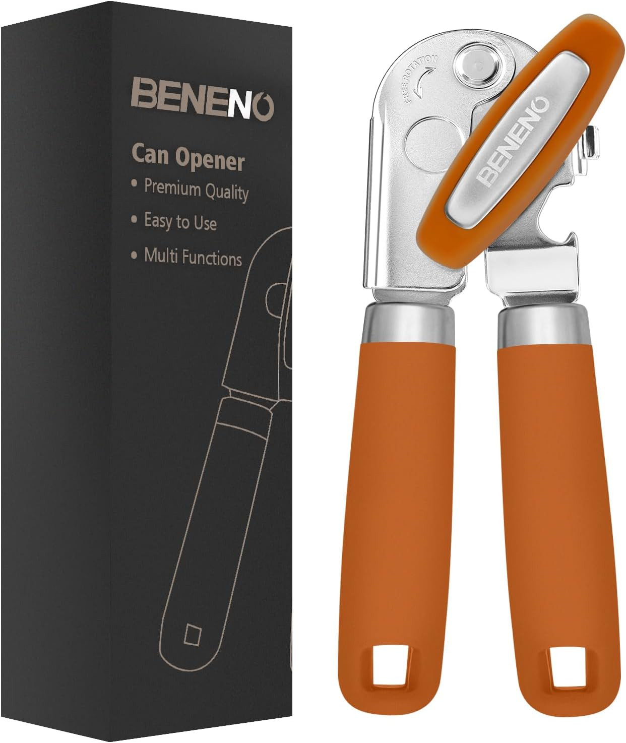 Heavy Duty Hand Can Opener Manual with Magnet, Durable Sharp Carbon Steel Blade