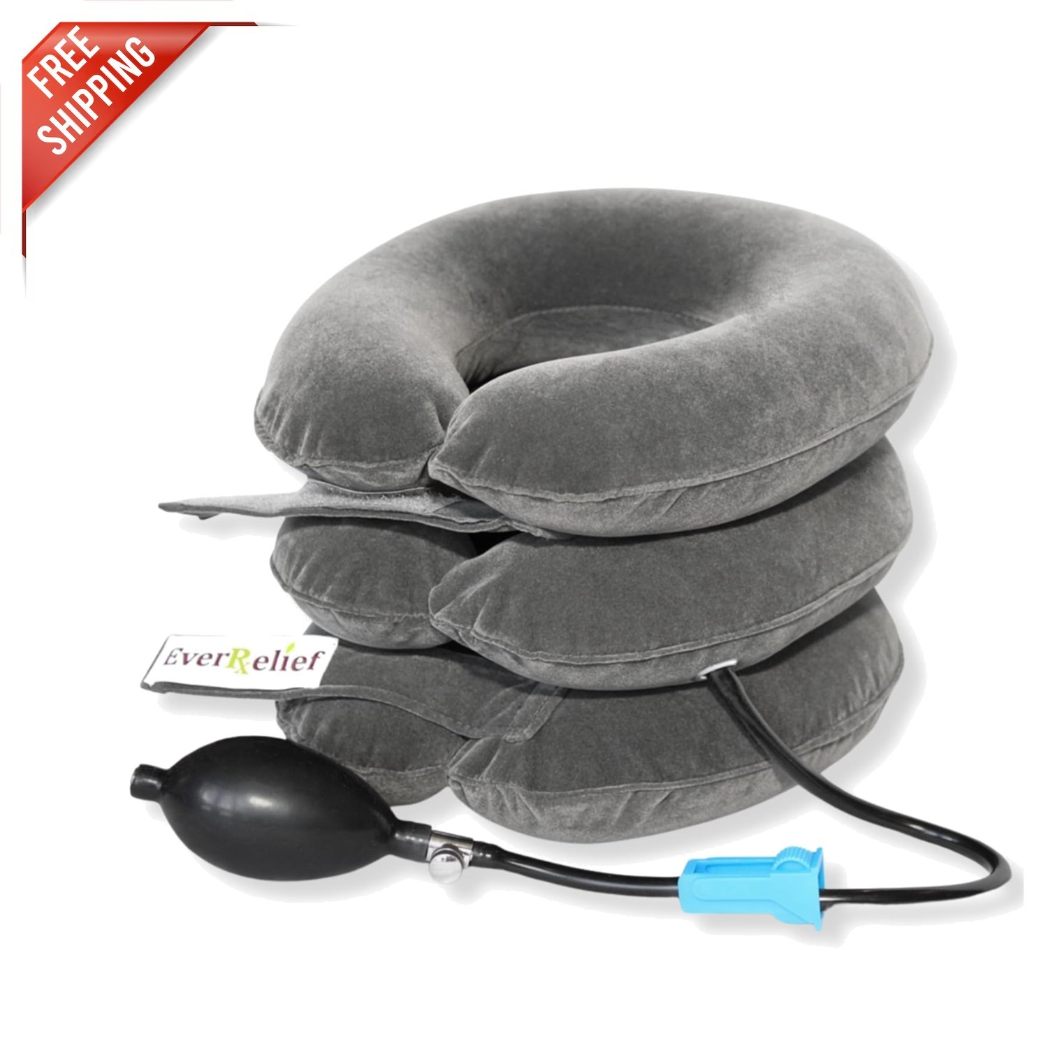 Inflatable Neck Traction Pillow - Chiropractor Recommended Cervical Support