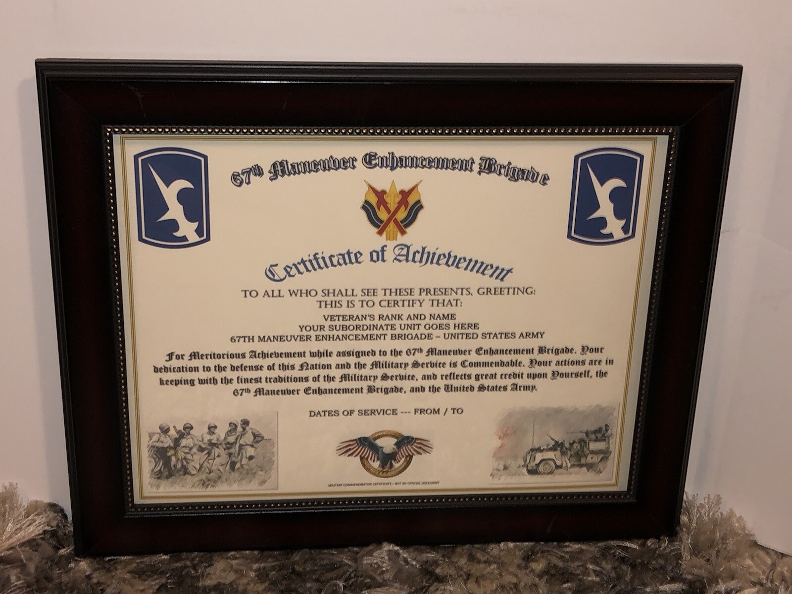 67TH MANEUVER ENHANCHMENT BRIGADE - COA / (COMMEMORATIVE CERTIFICATE)