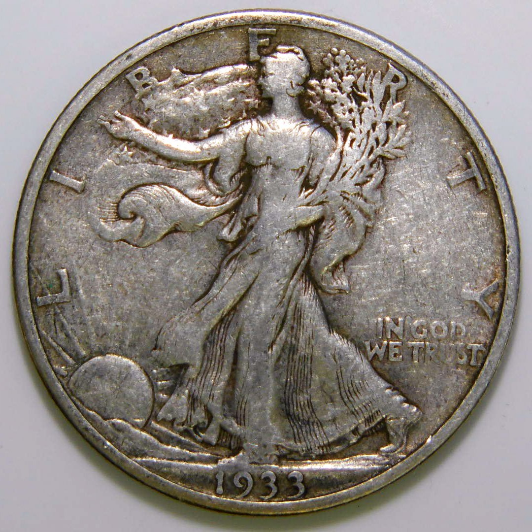 1933-S Walking Liberty Half Dollar US 90% Silver 50c VF/XF k446