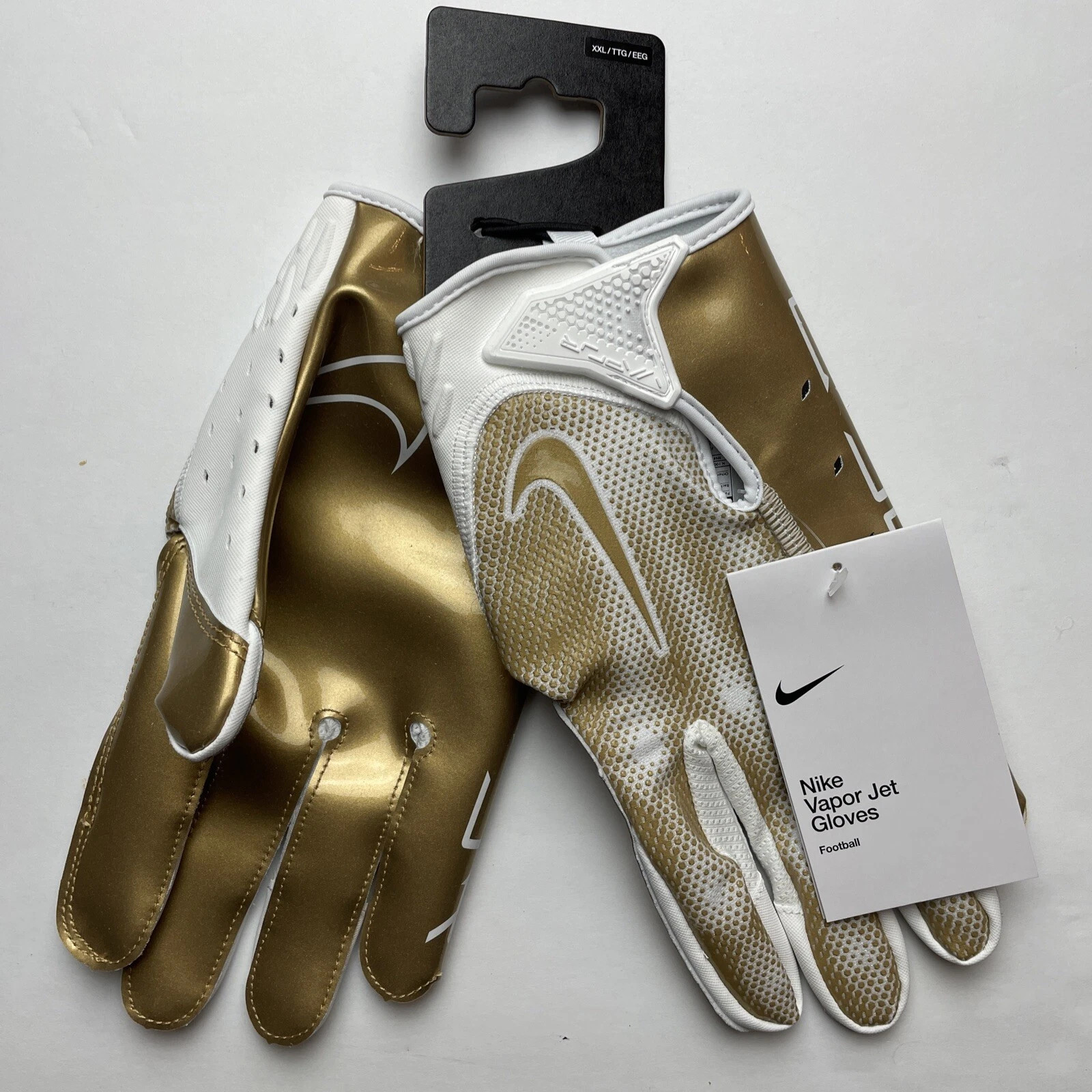 Nike Men's Vapor Jet SE 7.0 Football White Receiver Gloves Gold/White XXL 2XL