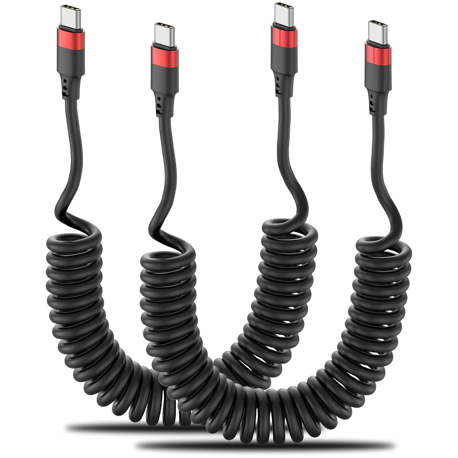 Coiled USB-C to C Cable, 3FT 2-Pack USB-C Charger Cable for Car, Fast Chargin...