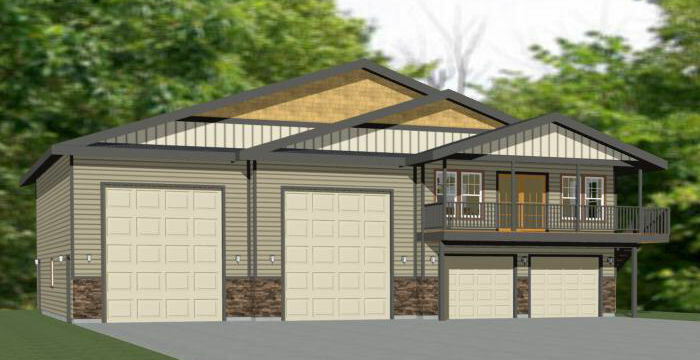60x50 Apartment with 2-Car 2-RV Garage - PDF FloorPlan - 1,648 sqft - Model 2