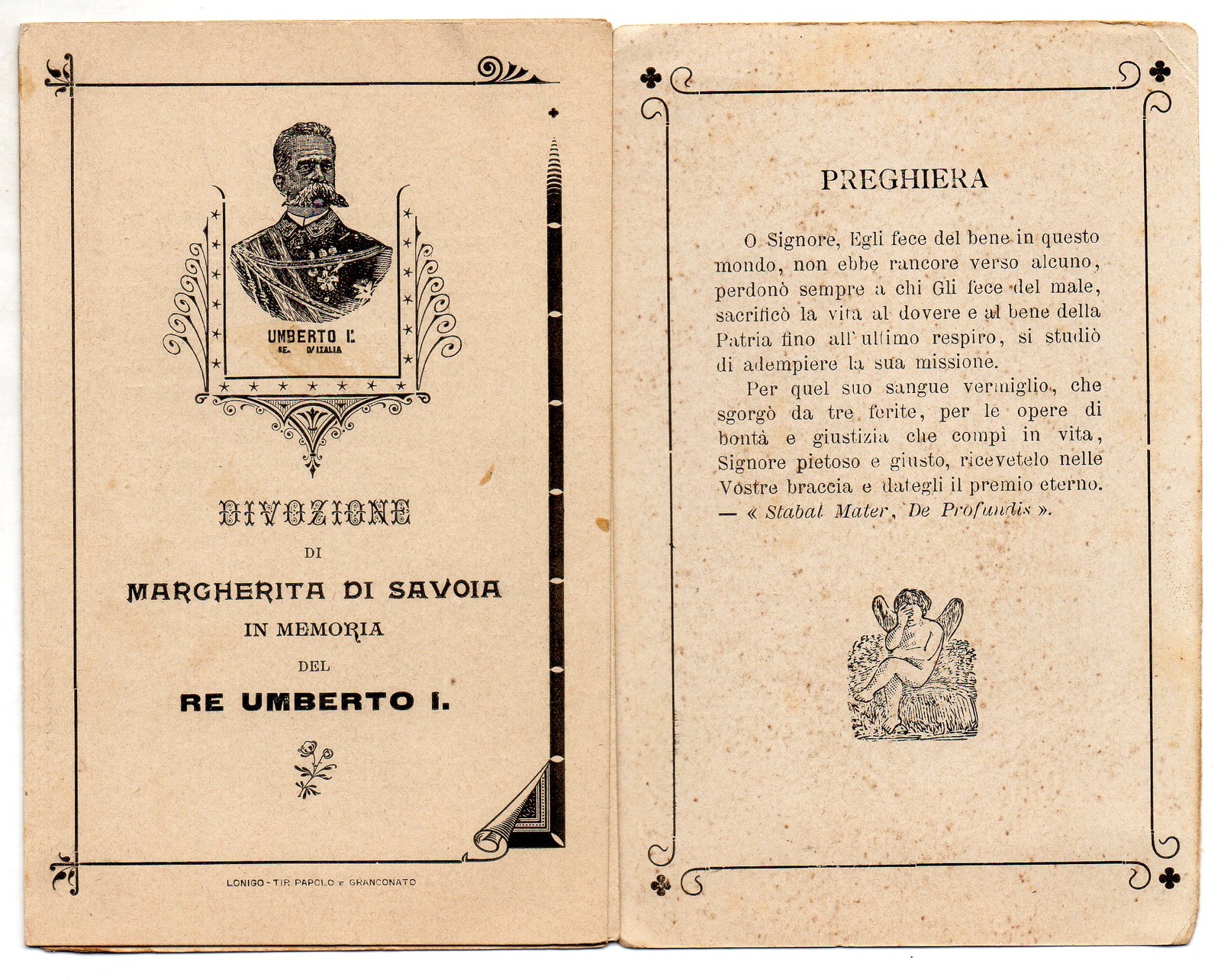 wrestling King Umberto I° Divotion of Margaret of Savoy
