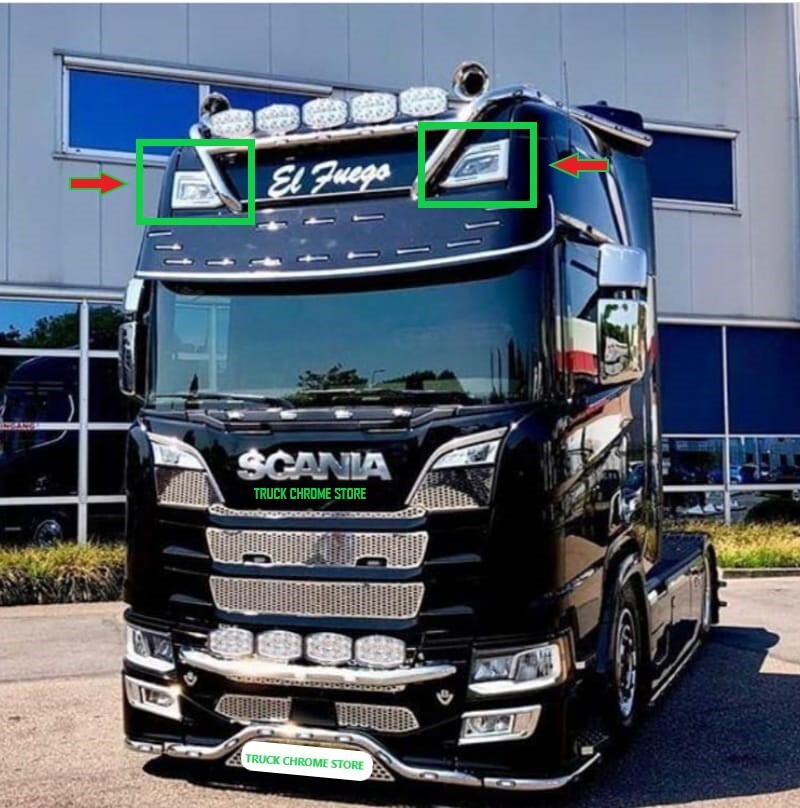 For  Scania   NG Highline TOP FOG FRAME CHROME    S.Steel   1 SET. (Small  Size)