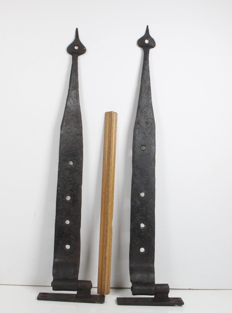 Pair of Hand Wrought 18th/19th C  Antique Strap Hinges, Barn/Door Inv#JC42