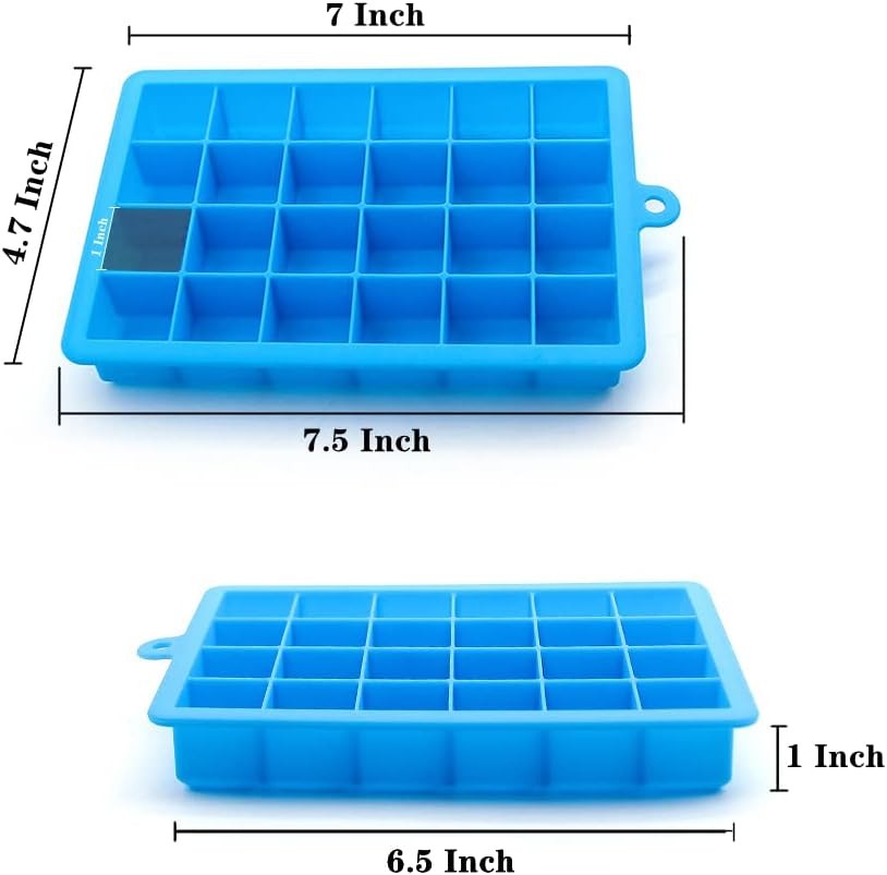 Ice Cube Tray, 3 Pack Silicone Small-scale, Blue, Green, Rose red