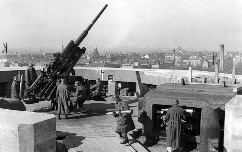 WWII B&W Photo German Flak Tower in Action Berlin Luftwaffe World War Two /2297