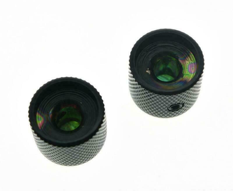 Set of 2 Set Screw Abalone Top Black Guitar Dome Knobs fit Telecaster Bass Knobs