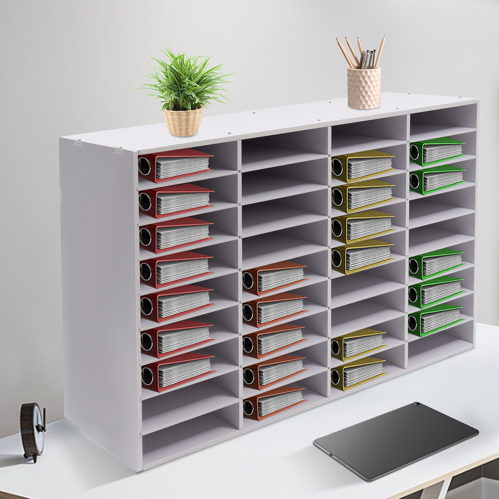 36Slot Literature Organizer Desktop File Holder Office Mailbox File Sorter White