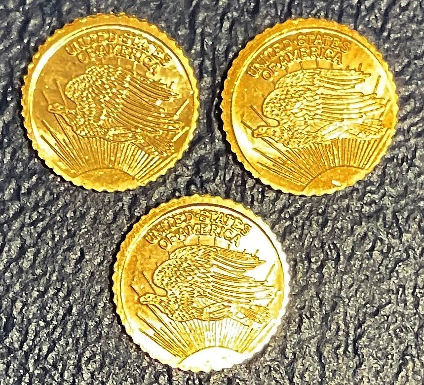 3 FOR 1 SALE Superb Mini St Saint Gaudens 1/2 gram 10mm Collectible Coin AU/UNC