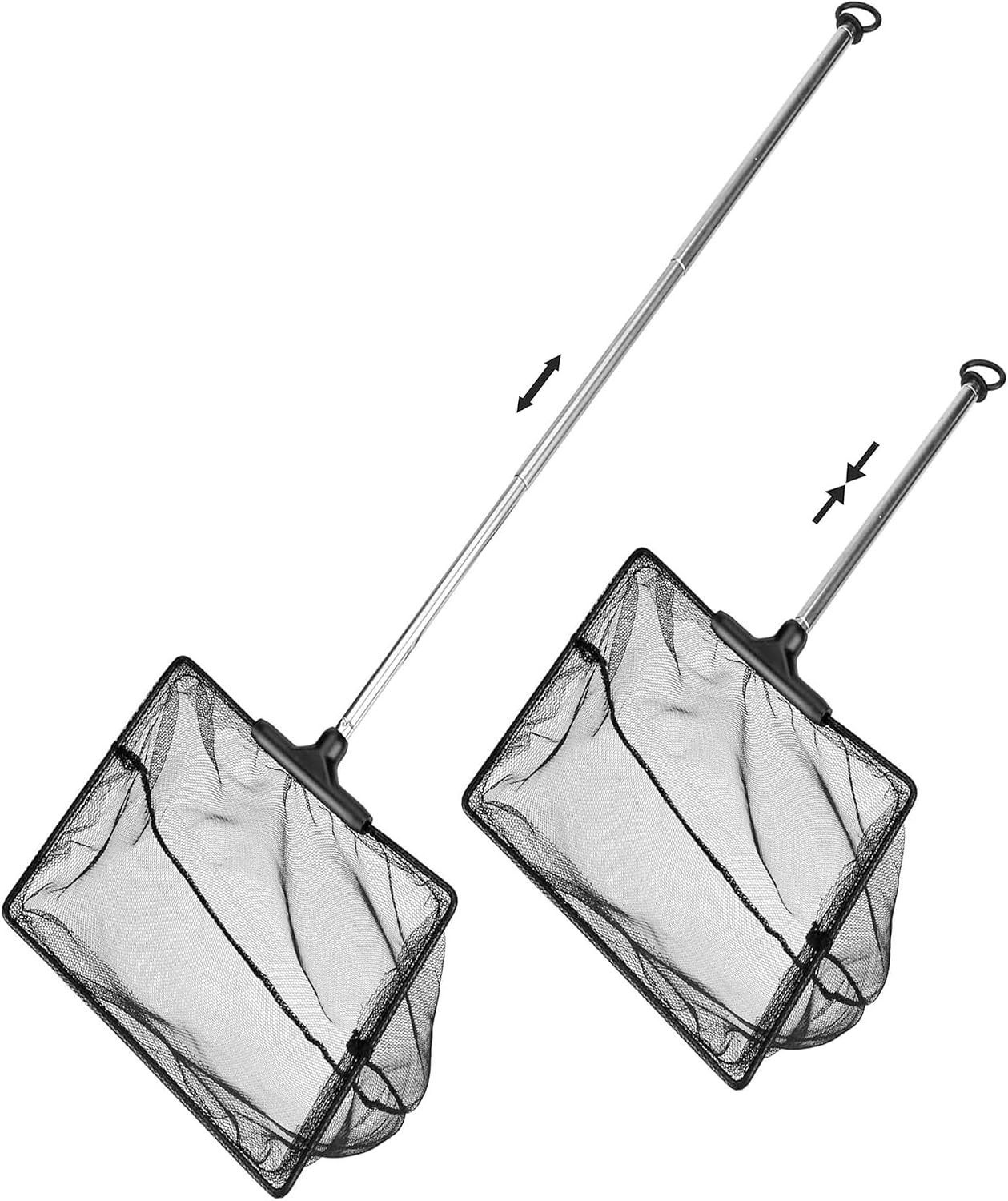 Aquarium Fish Net 10.8"x16.3" Rectangular Fish Net with 5.5"-16.3" Handle
