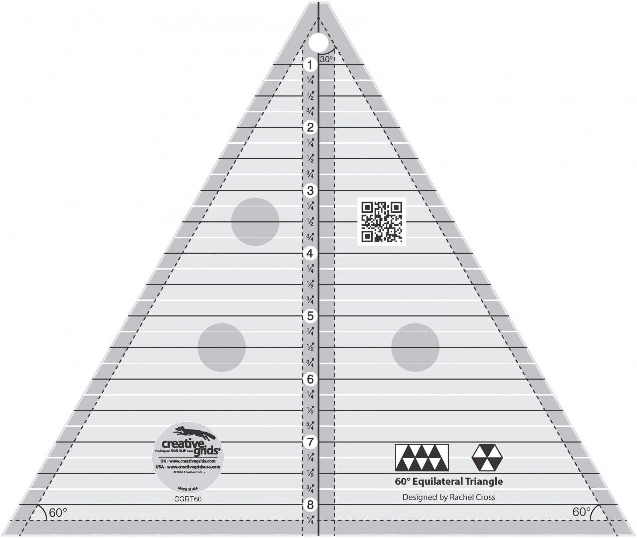 Creative Grids 60 Degree Triangle 8-1/2 - Sewing Quilting Ruler Templete CGRT60