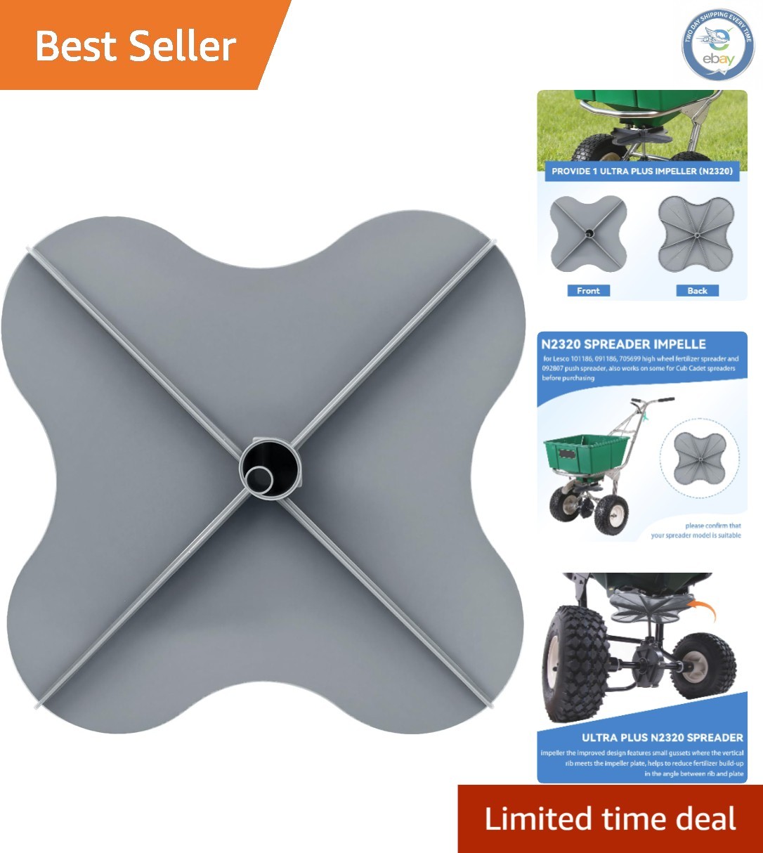 High-Quality Spreader Impeller for Lesco Models 101186 & 091186 - Durable Design