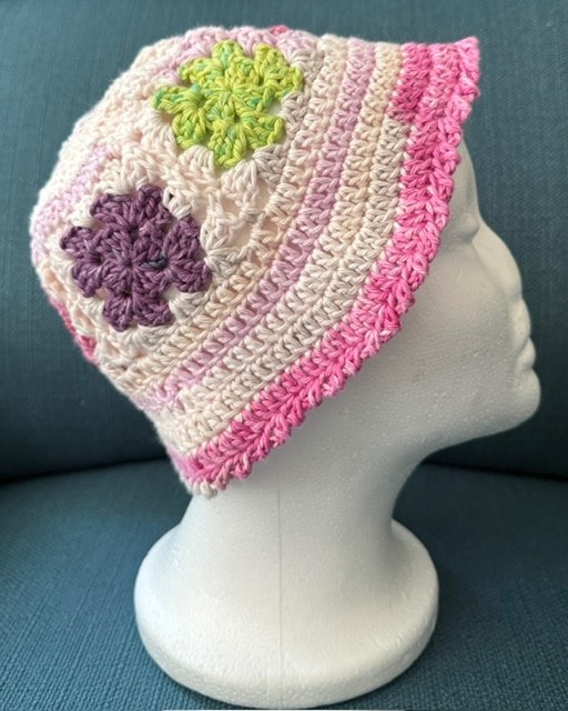 HANDMADE Crochet MOMMY AND ME Granny Square 100%COTTON YARN colorful Bucket Hat