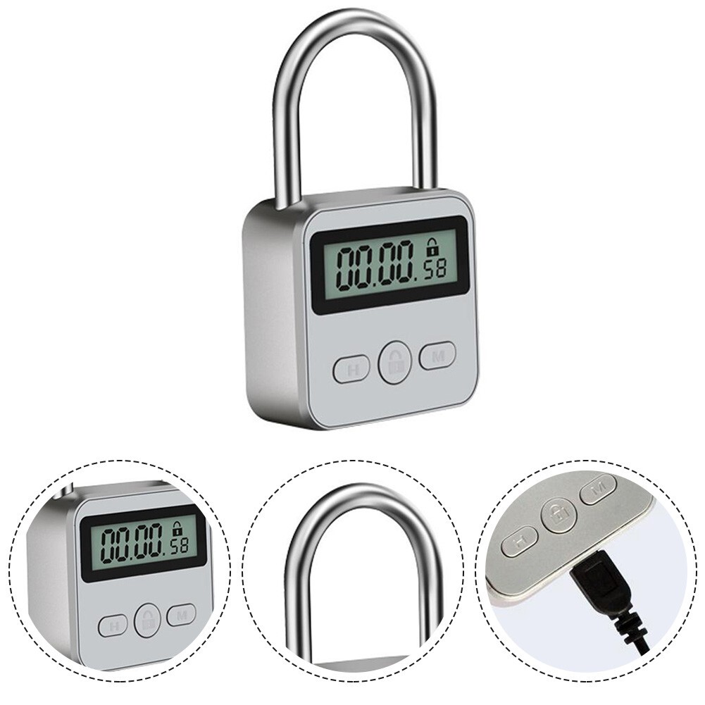 For Metal Timer Lock Time Lock USB Rechargeable 99 Hours Max Digital