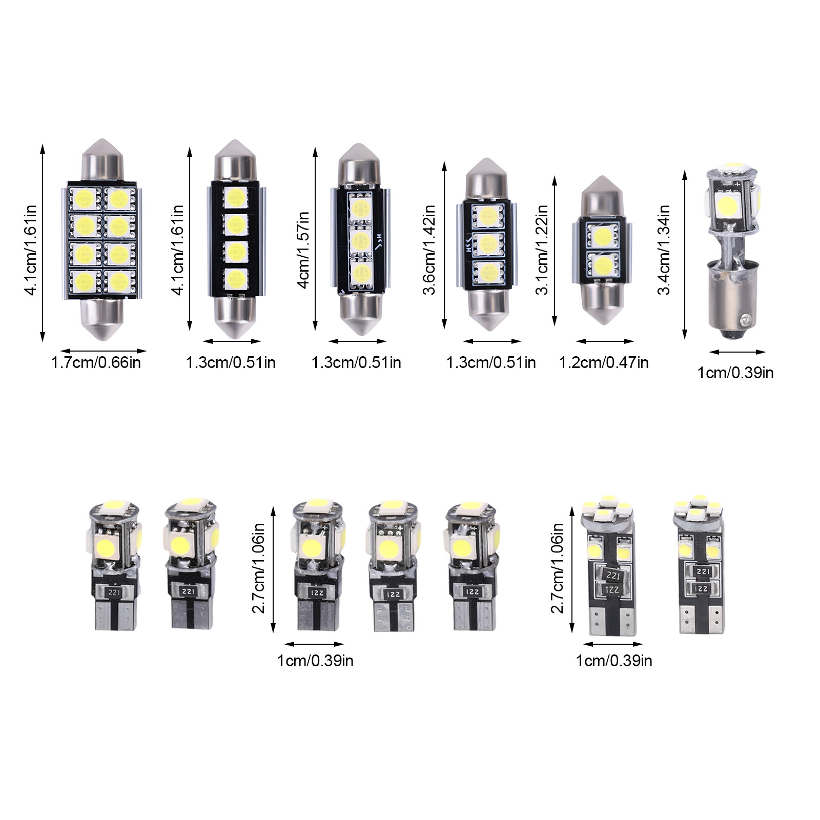 23x LED Car Interior Inside Light Dome Trunk Map License Plate Lamp Canbus Bulbs