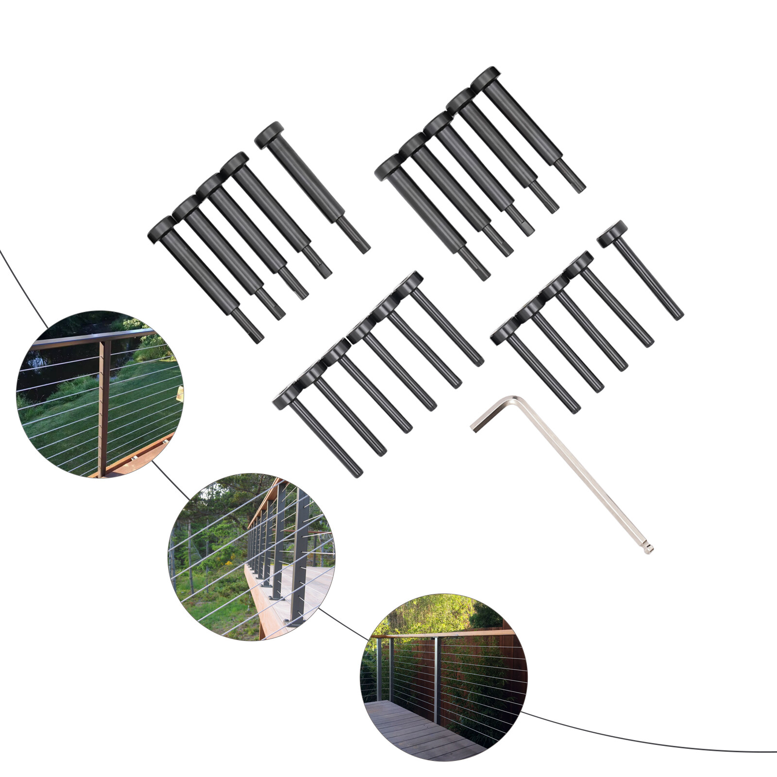 10PCS Invisible Cable Railing Kit 1/8" Cable Railing Tensioners and Terminal Kit