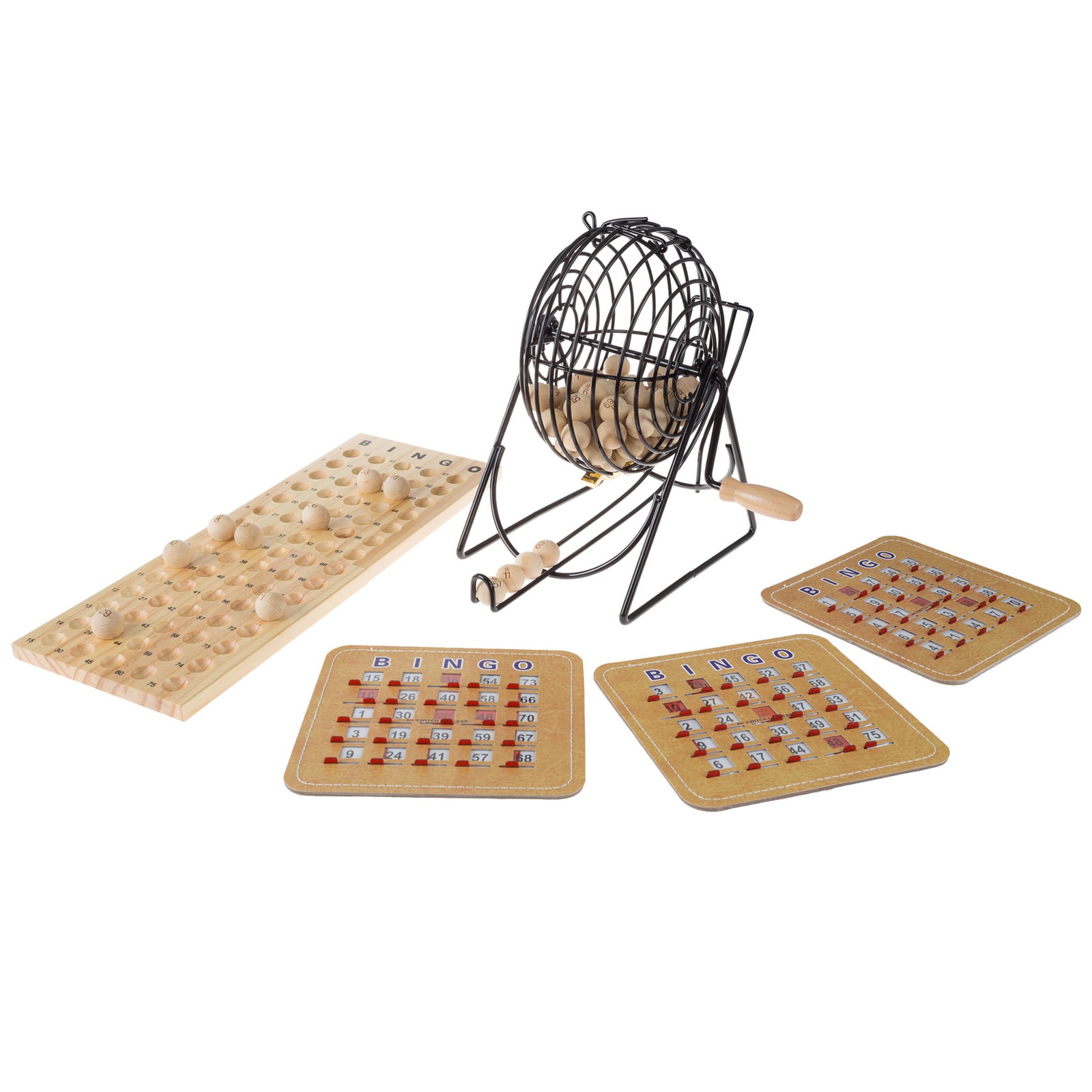 Deluxe Bingo Game with Accessories, Metal Ball Spinner, Wooden Bingo Balls