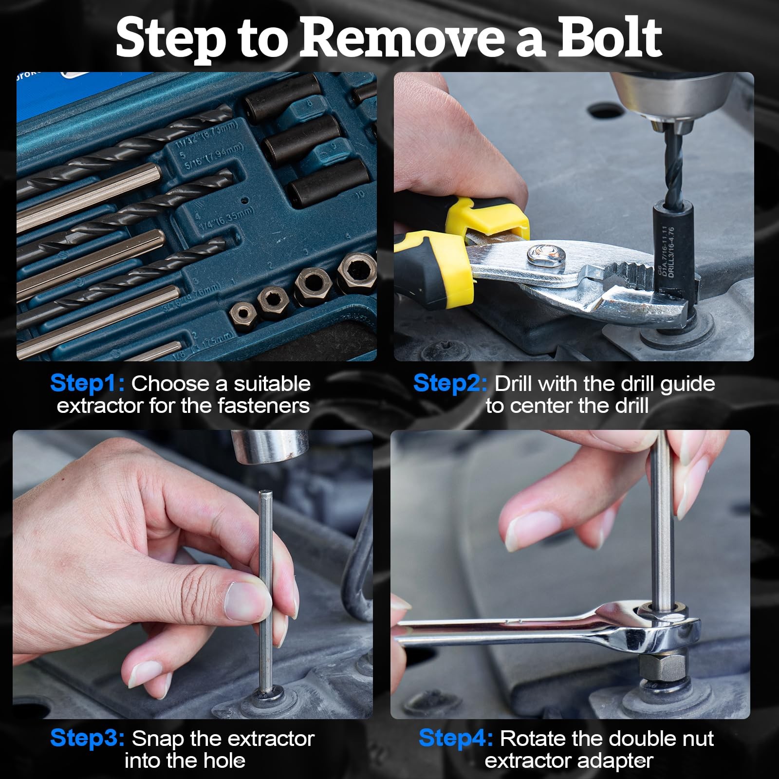 Bolt Extractor Kit,37 PCS Screw Extractor Set,Drill Bit with Drilling Guides,...
