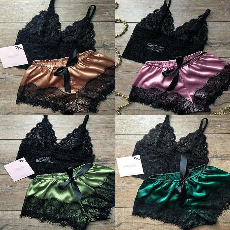 Women Silk Lingerie Lace Dress Robe Babydoll Nightdress Gift Nightgown Sleepwear