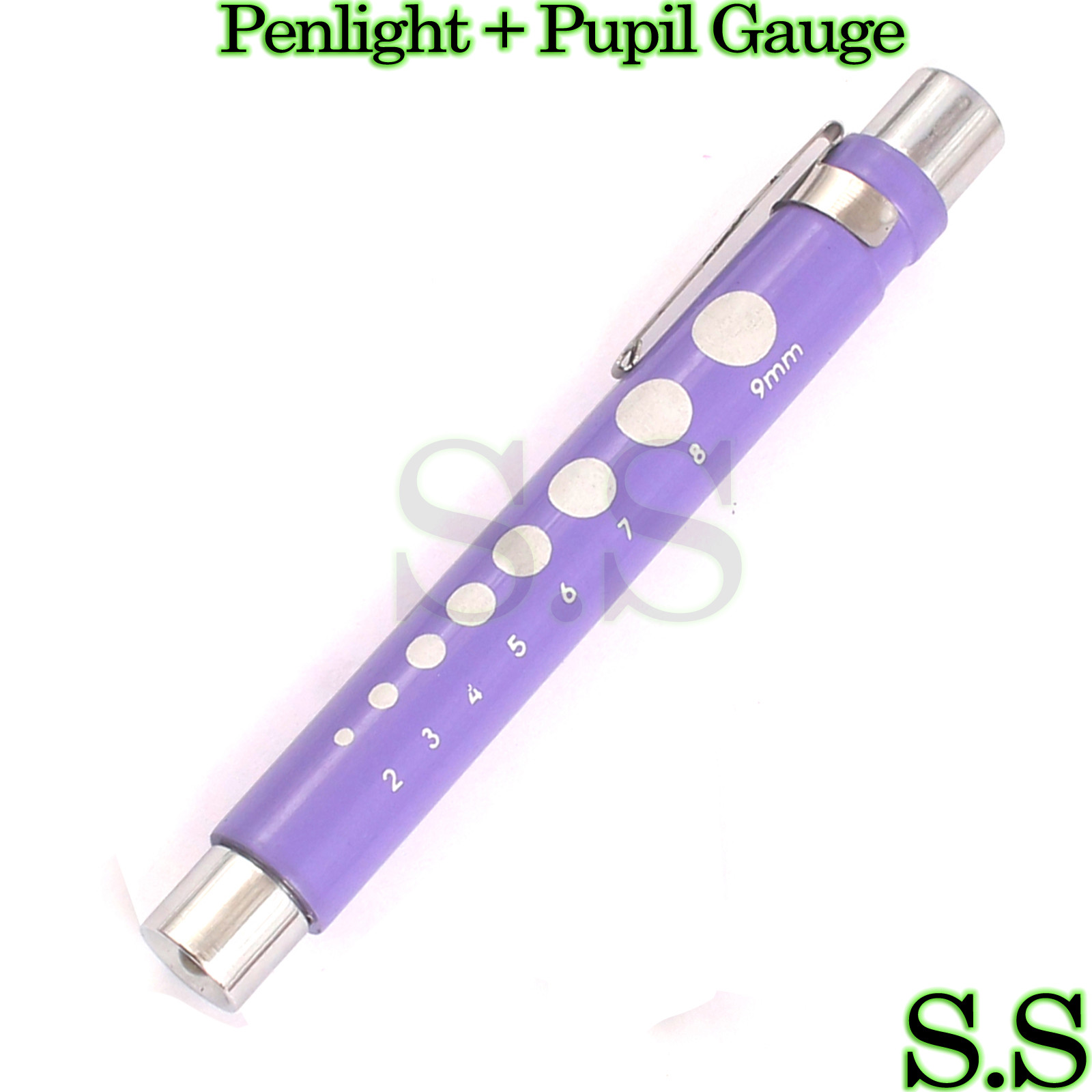 LED Medical Diagnostic Reusable Penlight + Pupil Gauge Purple