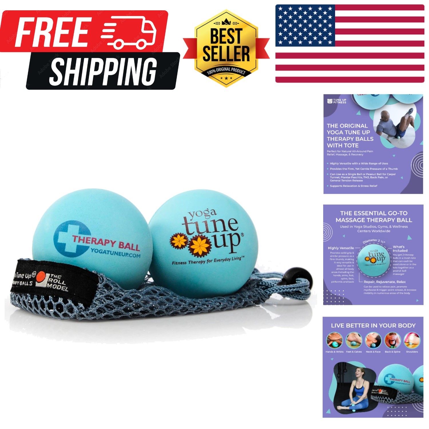 Therapy Balls in Tote by Tune Up Fitness - Massage Balls for Trigger Point, P...