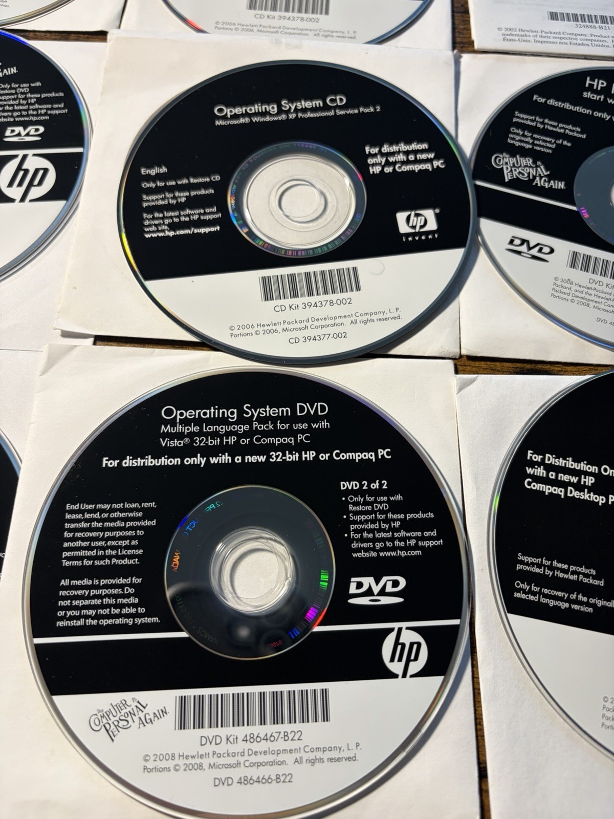HP / Compaq Windows XP Operating System, Supplemental Software, HP Restore Etc