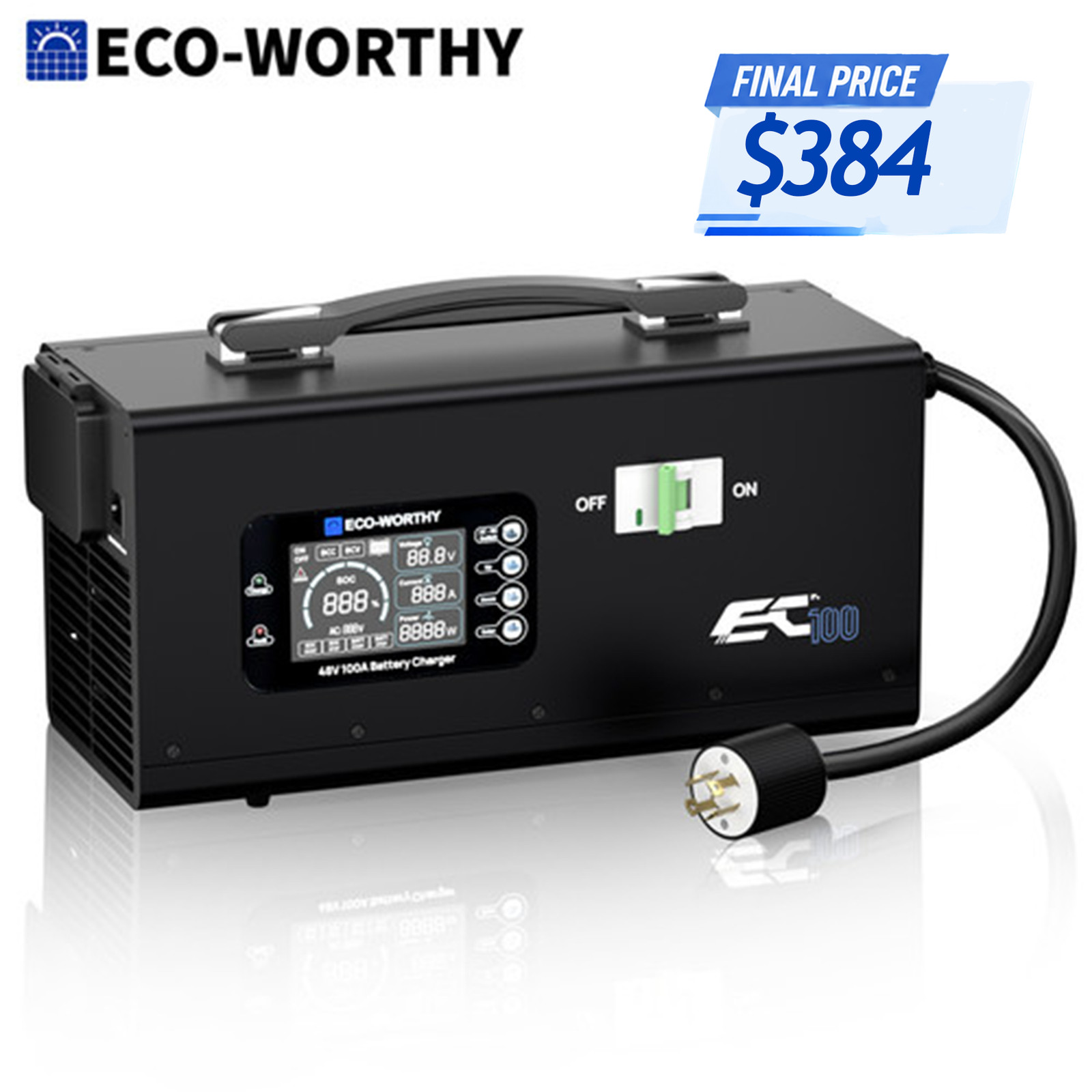 ECO-WORTHY 48V 100A Charger Suitable for 120/240V Generators Fast Charging