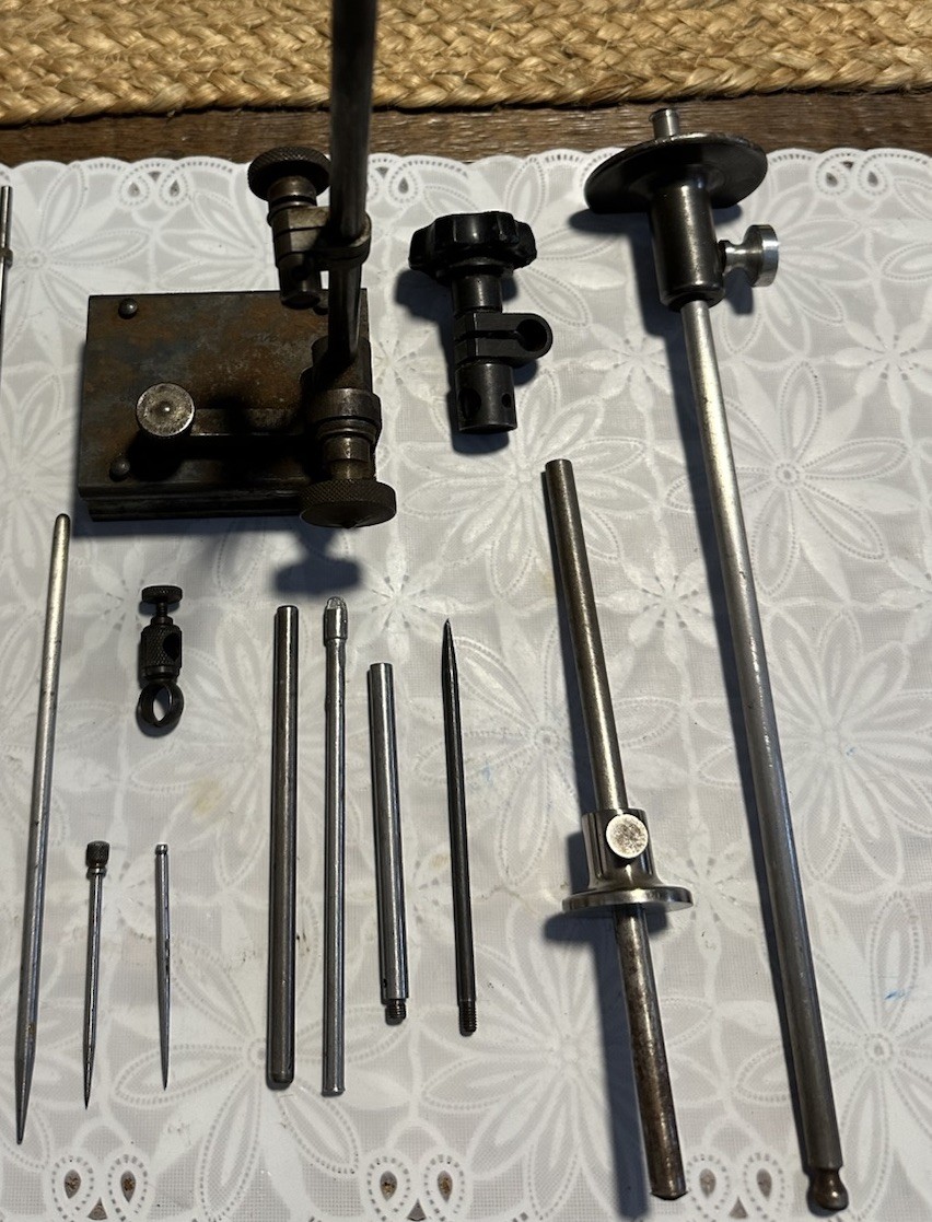 Vintage Machinist Surface Gauge Set w/ Multiple Scriber Arms & Accessories