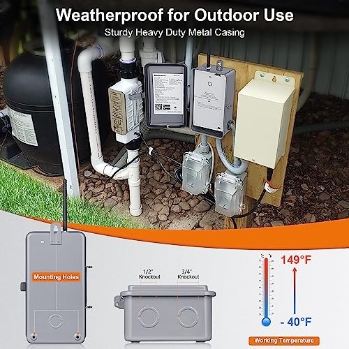 WiFi Smart Pool Pump Timer 40A Outdoor Heavy Duty Control Box