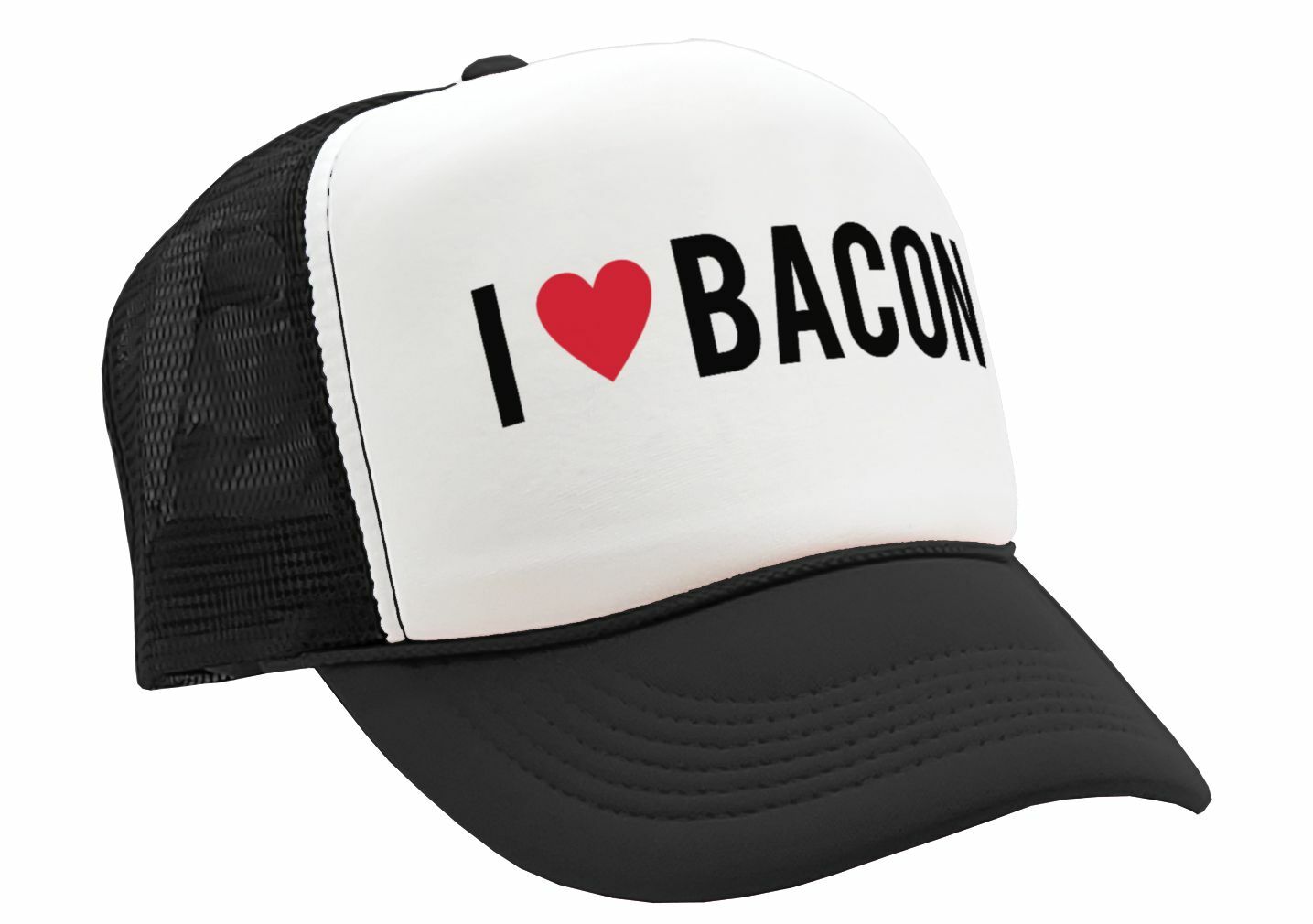I HEART BACON - grease breakfast food - Vintage Retro Style Trucker Cap Hat