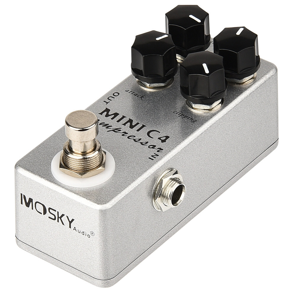 MOSKY Guitar Compressor Effect Pedal Rotate Sustain Attack Level Clipping Knobs