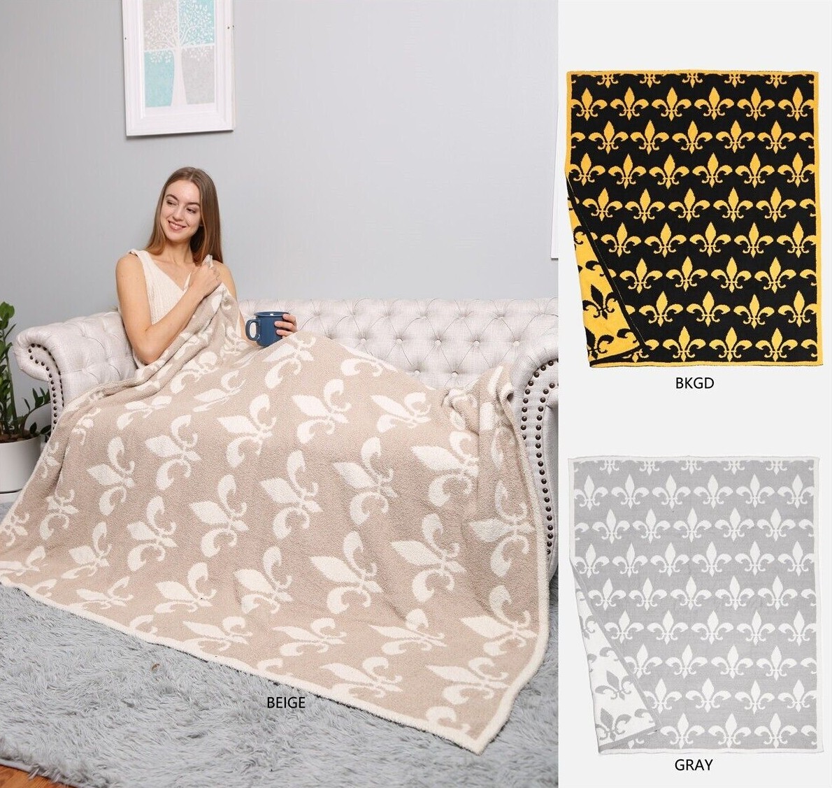 ComfyLuxe Fleur-De-Lis Pattern Throw Blanket