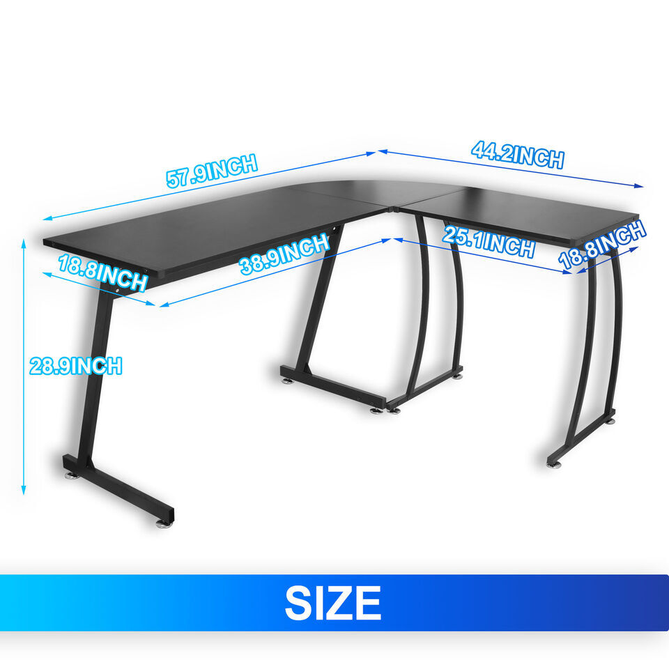 58" L-Shaped Corner Computer Desk PC Laptop Study Table Workstation 3 Colors