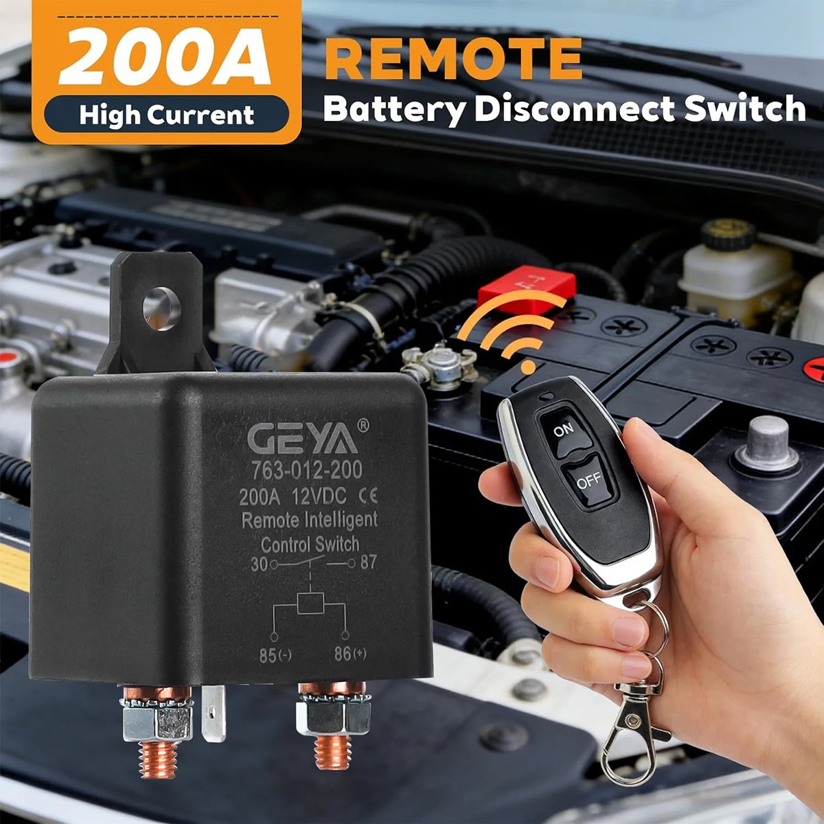 12V 200A Remote Battery Disconnect Kill Switch Anti Theft Auto Isolator D type