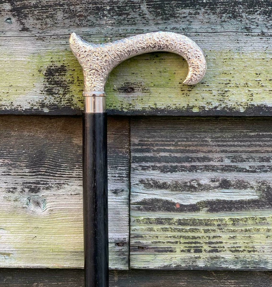 Antique Style Derby Handle Cane – Handcrafted Brass & Wood Walking Stick for Gen