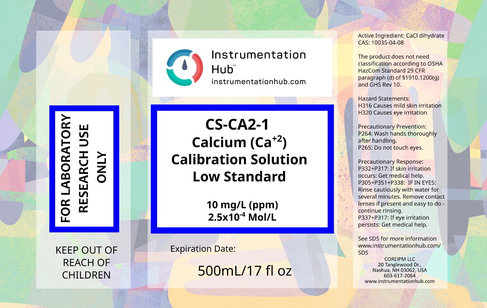 INSTRUMENTATIONHUB Calcium (Ca+2) ISE Calibration Solution Set 2x(17floz/500mL)