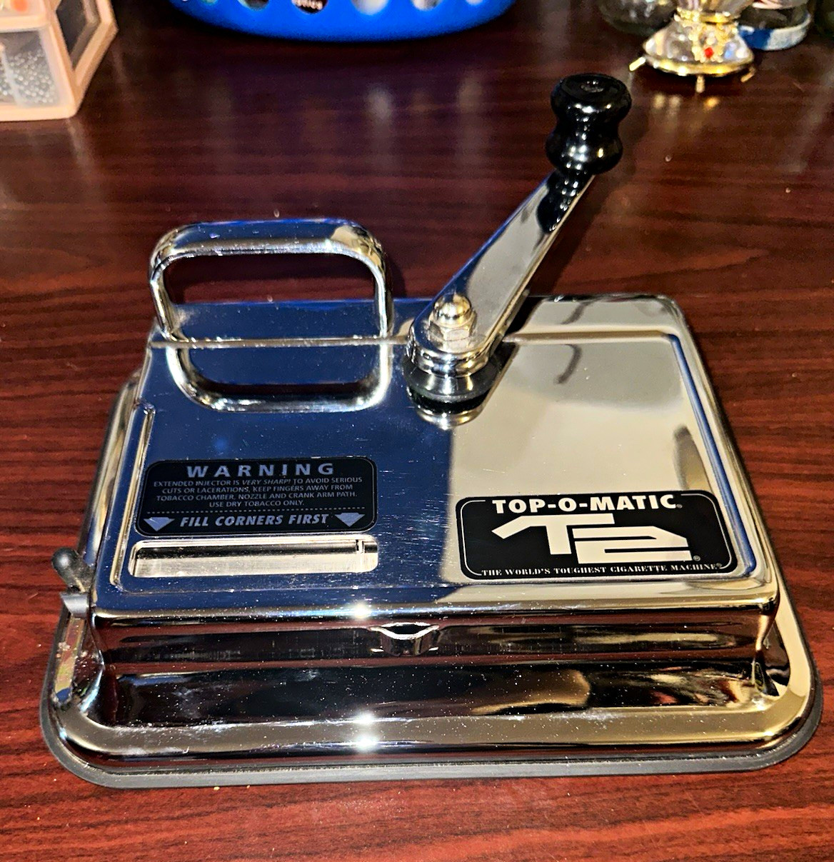 Top-O-Matic T2 Cigarette Rolling Machine Maker, Chrome Metal