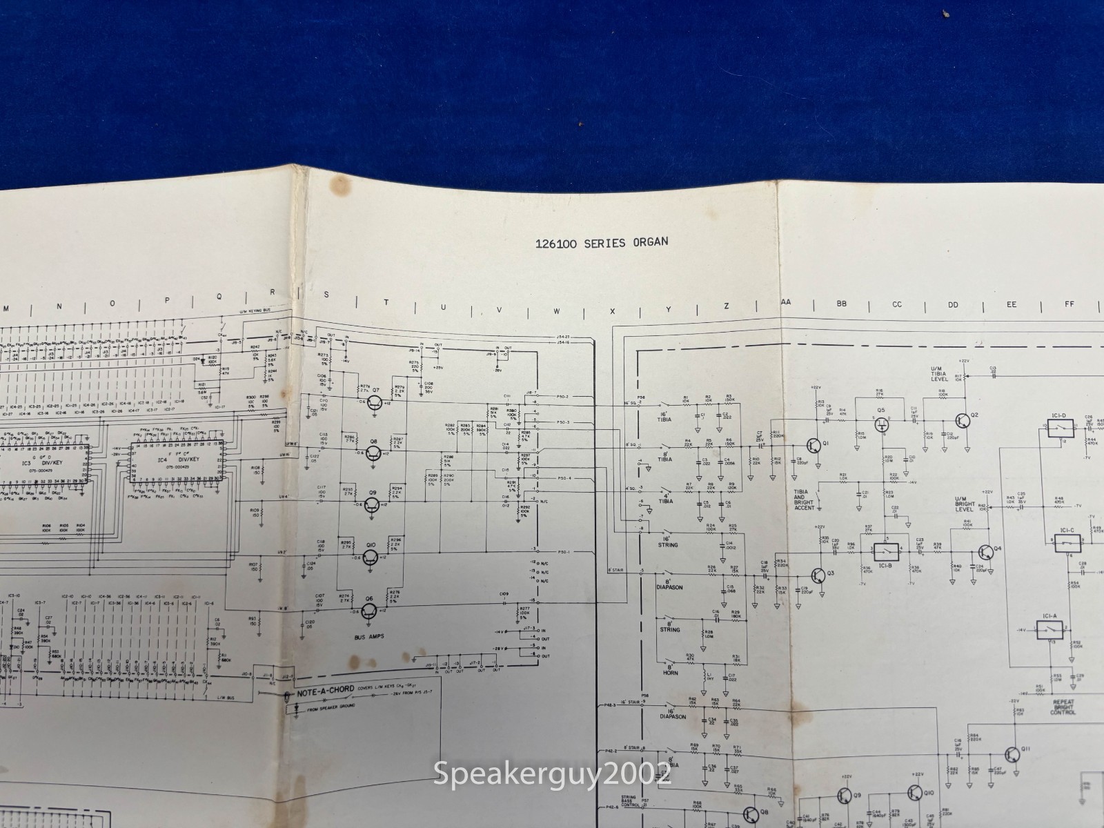 Original Hammond Organ Foldout Schematic / 126100
