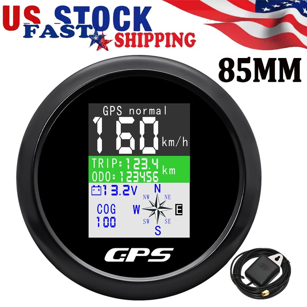 85MM LCD Digital GPS Speedometer Odometer Gauge for Marine Boat Car Truck ATV US