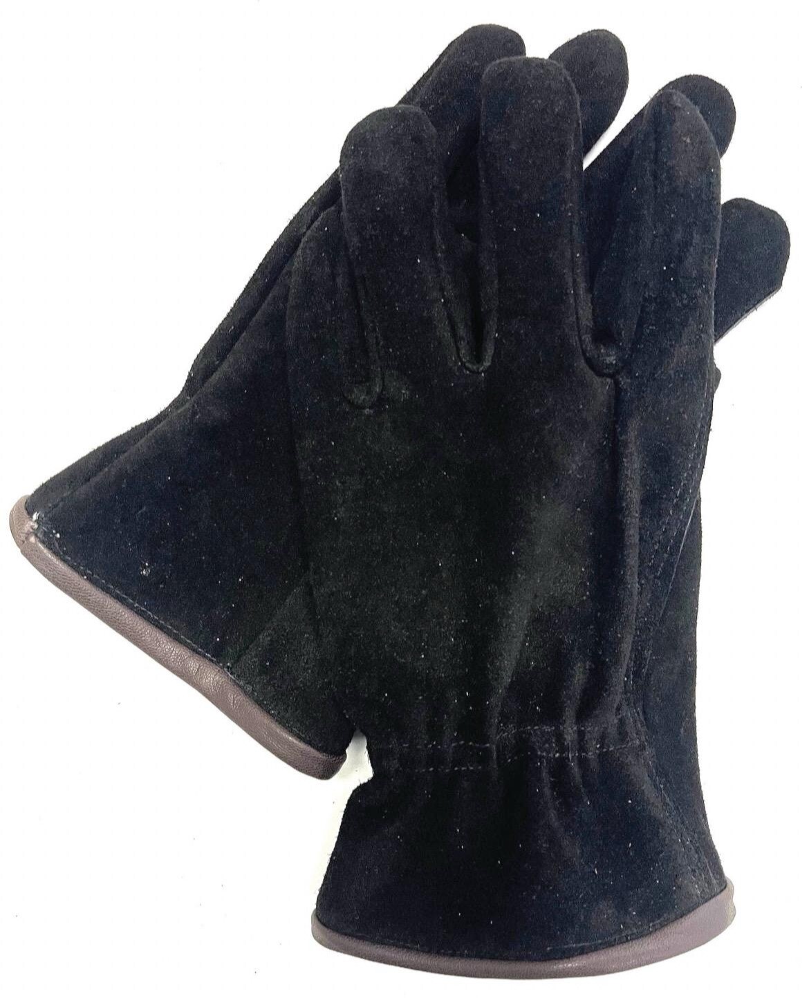 Heavy Duty Black  Cow Split Work Glove -Lightly Lined - Size Med - Made In USA