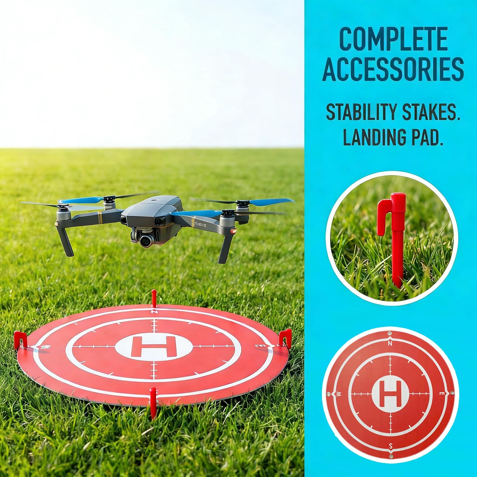 Drone Obstacle Course Kit with Landing Pad, 3-Different Hoop Sizes BLUE