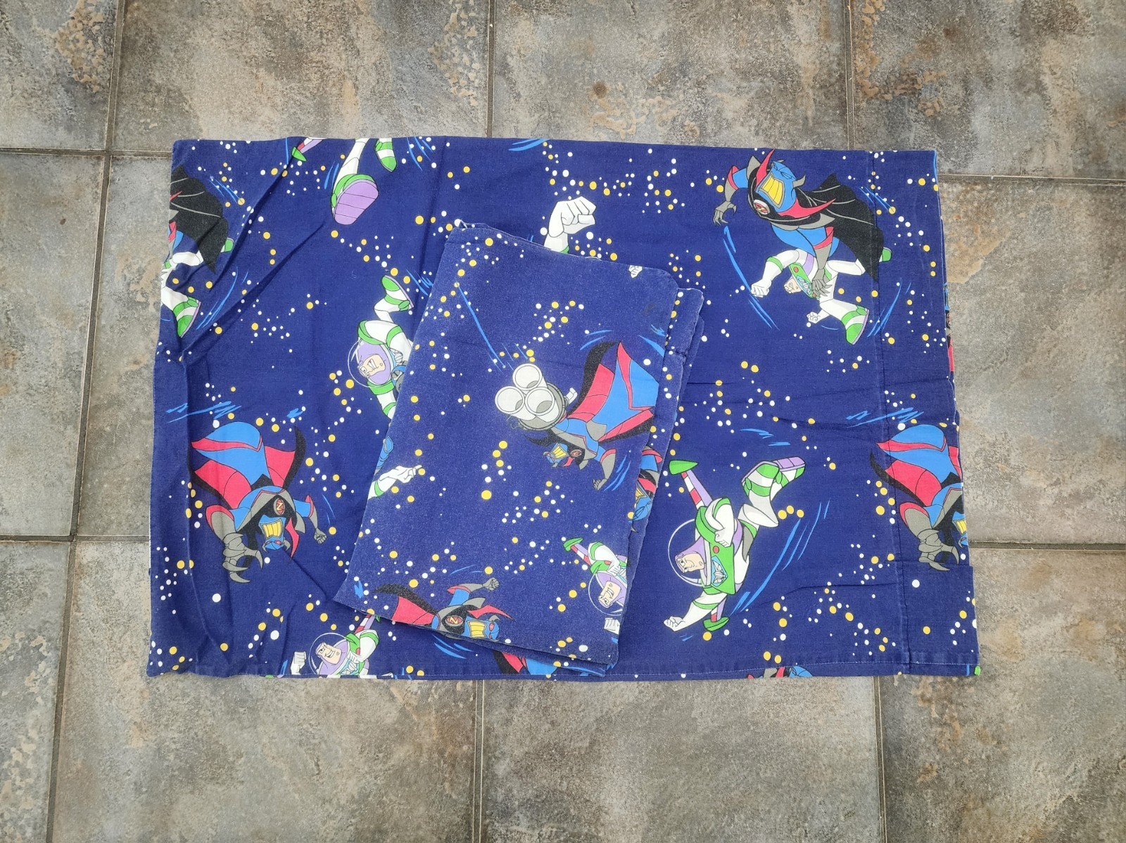 Vintage 90s Toy Story Buzz Lightyear Zurg Double Sided Pillow Cases Lot Of 2