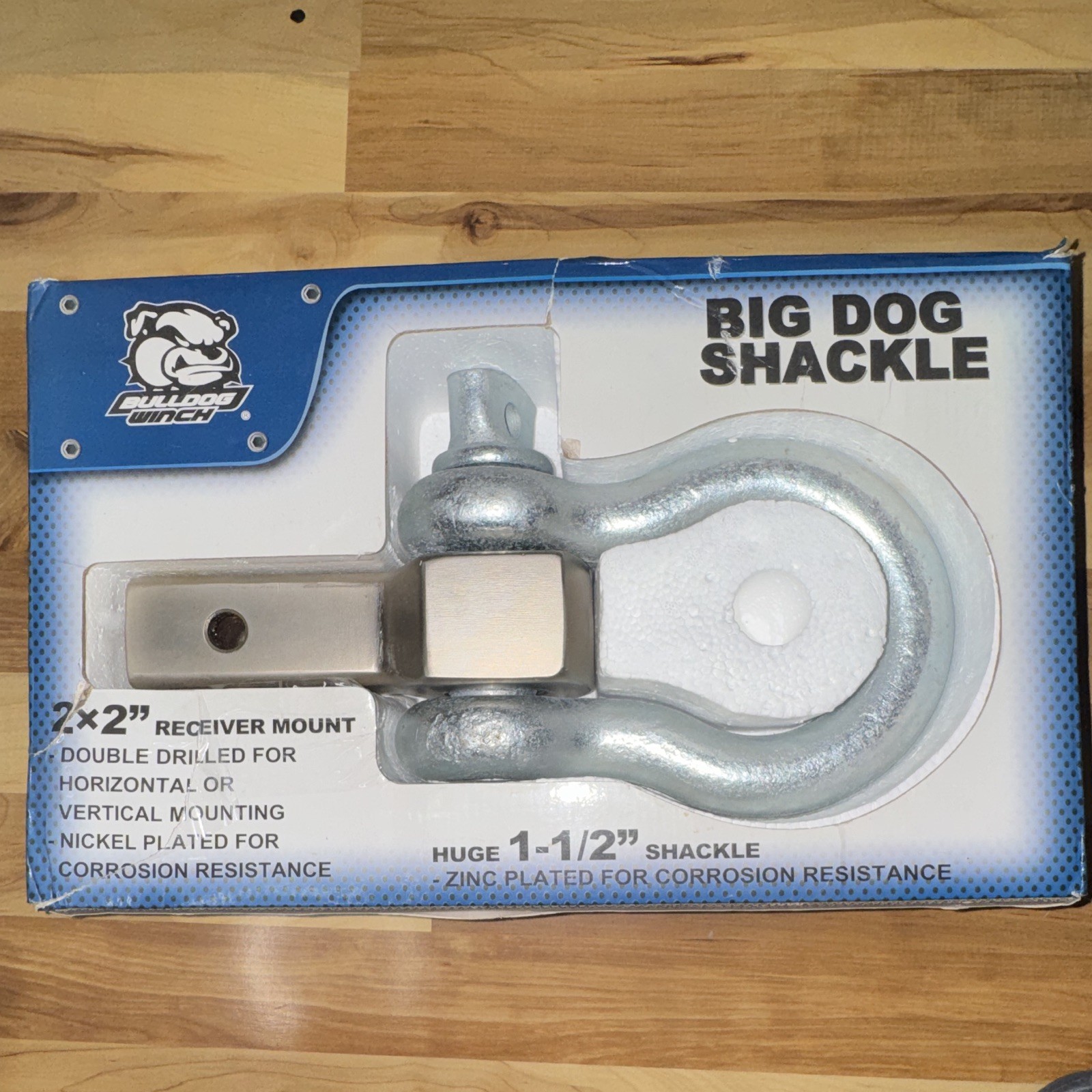Big Dog Shackle Bulldog Winch 2x2 Receiver Mount W 1-1/2 Shackle Zinc Plated